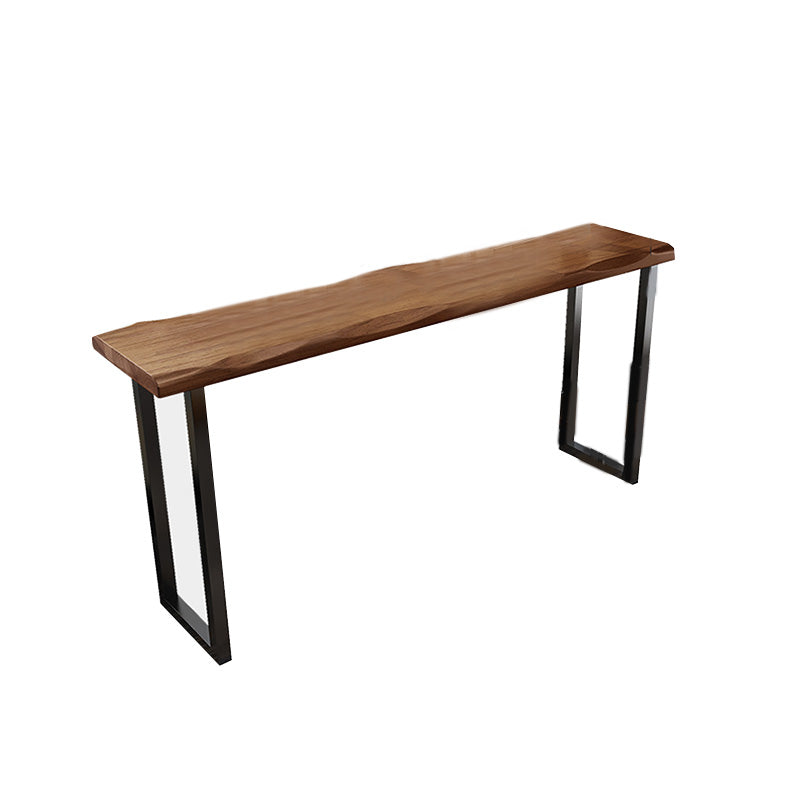 Wood Top Table Industrial Style Rectangle Pub Table for Patio Use