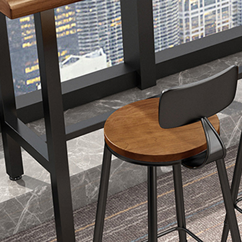 Wood Top Table Industrial Style Rectangle Pub Table for Patio Use