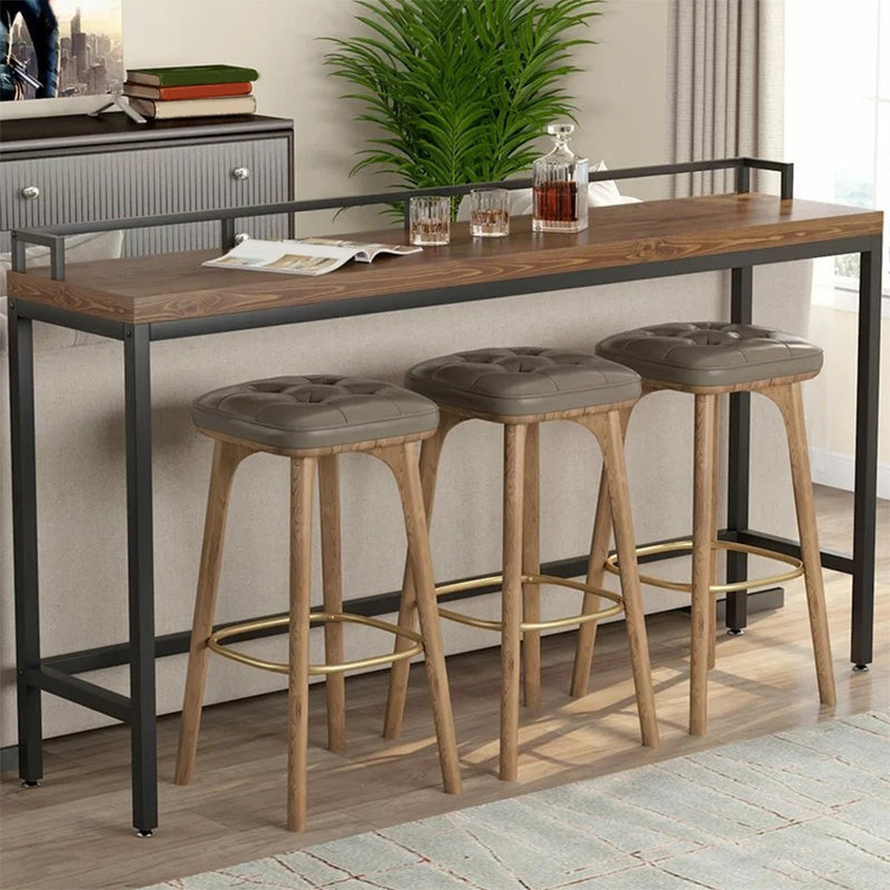 41.3-inch Wood Top Table Industrial Style Pub Table with Metal Base