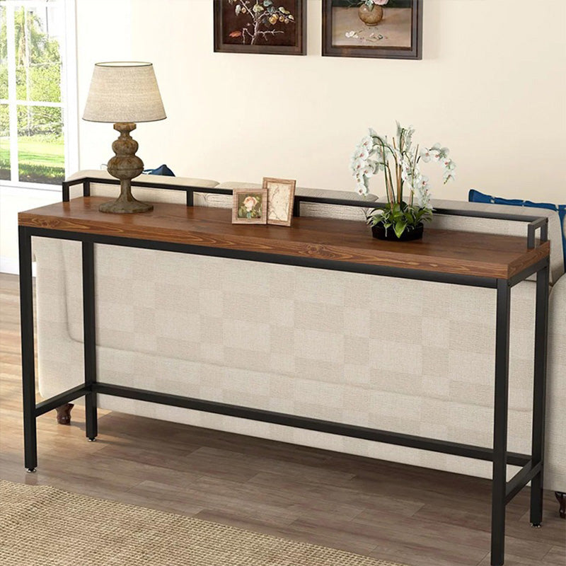 41.3-inch Wood Top Table Industrial Style Pub Table with Metal Base