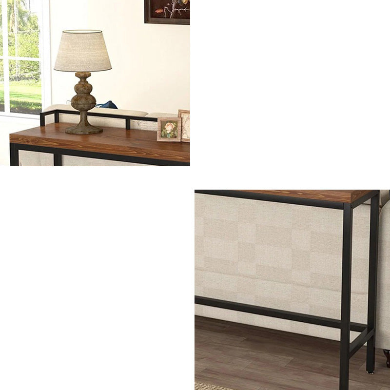 41.3-inch Wood Top Table Industrial Style Pub Table with Metal Base