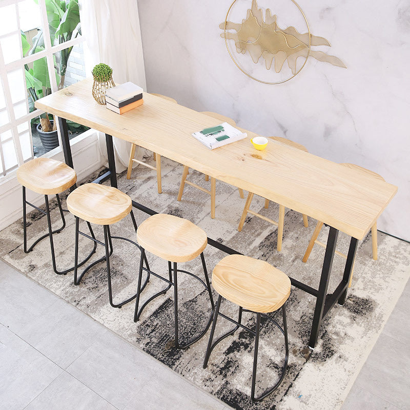 Metal 41.3-inch Bar Table Rectangular Wood Top Bistro Pub Table with Black Base