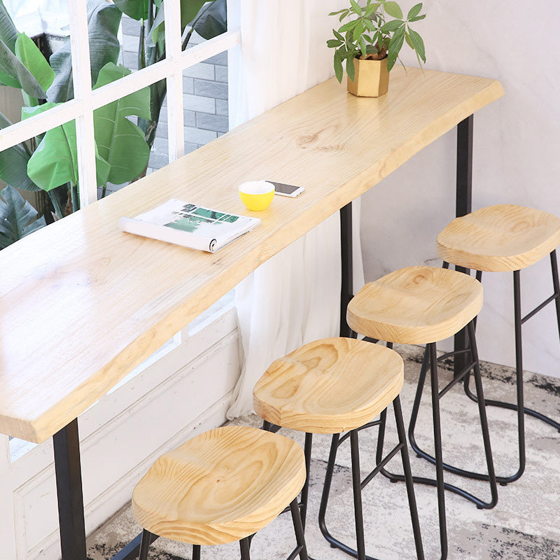 Metal 41.3-inch Bar Table Rectangular Wood Top Bistro Pub Table with Black Base