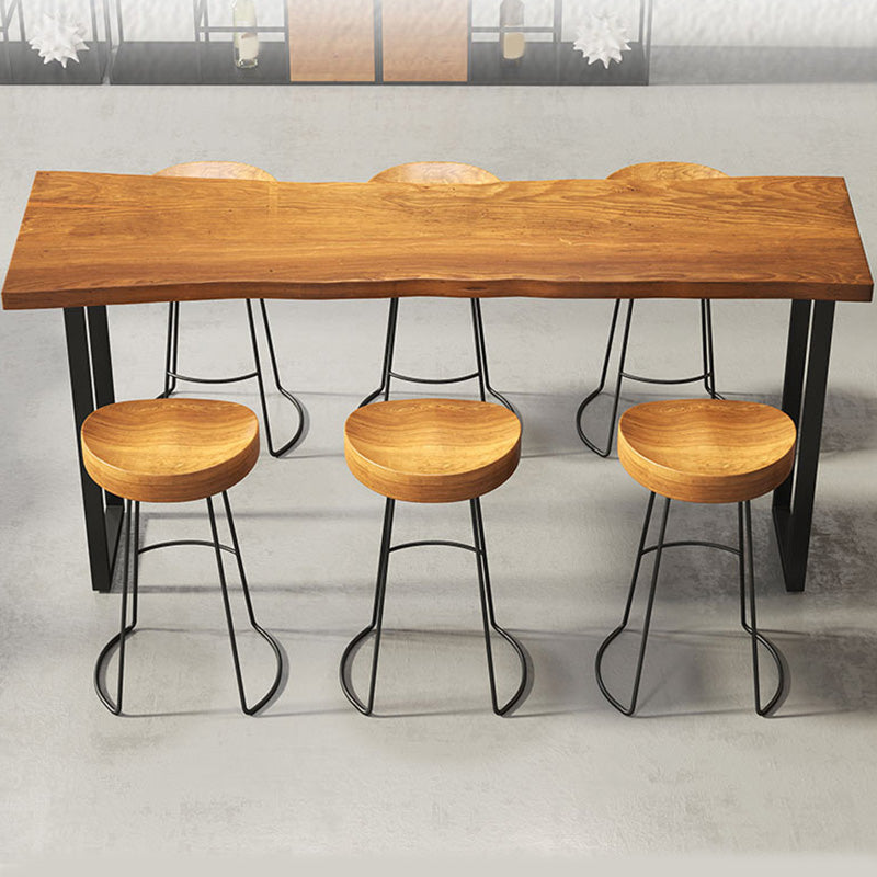 Rectangular Bar-height Table Solid Wood 41.3"H Pub Table with Metal Base