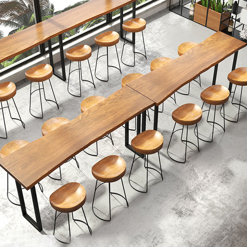 Rectangular Bar-height Table Solid Wood 41.3"H Pub Table with Metal Base