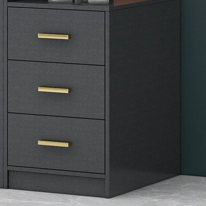 Modern Sliding Door Wardrobe for Bedroom Black Cabinet with Glass Doors