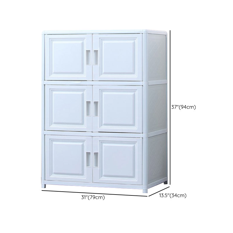 Contemporary Hinged Storage Cabinet Plastic Non-Hanging Armoire
