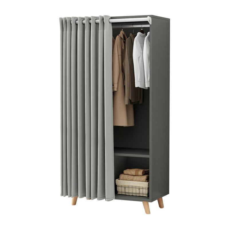 Bedroom Storage Cabinet with Clothes Rail Modern Cabinet with Wooden Legs