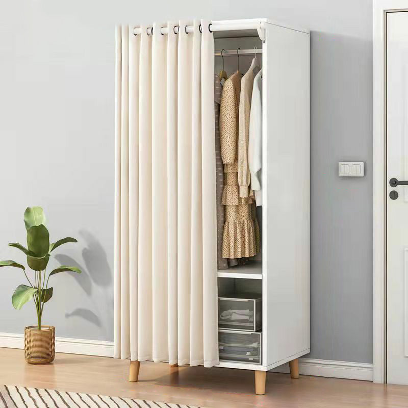 Bedroom Storage Cabinet with Clothes Rail Modern Cabinet with Wooden Legs