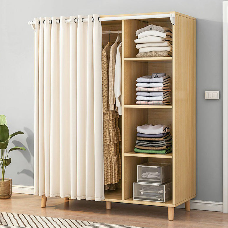 Bedroom Storage Cabinet with Clothes Rail Modern Cabinet with Wooden Legs