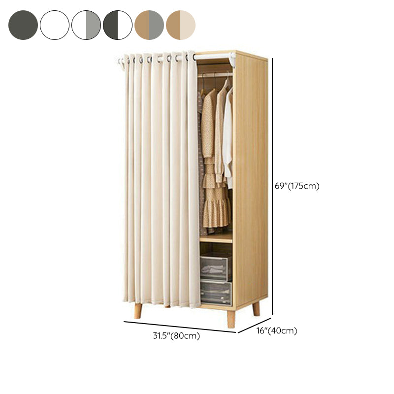Bedroom Storage Cabinet with Clothes Rail Modern Cabinet with Wooden Legs