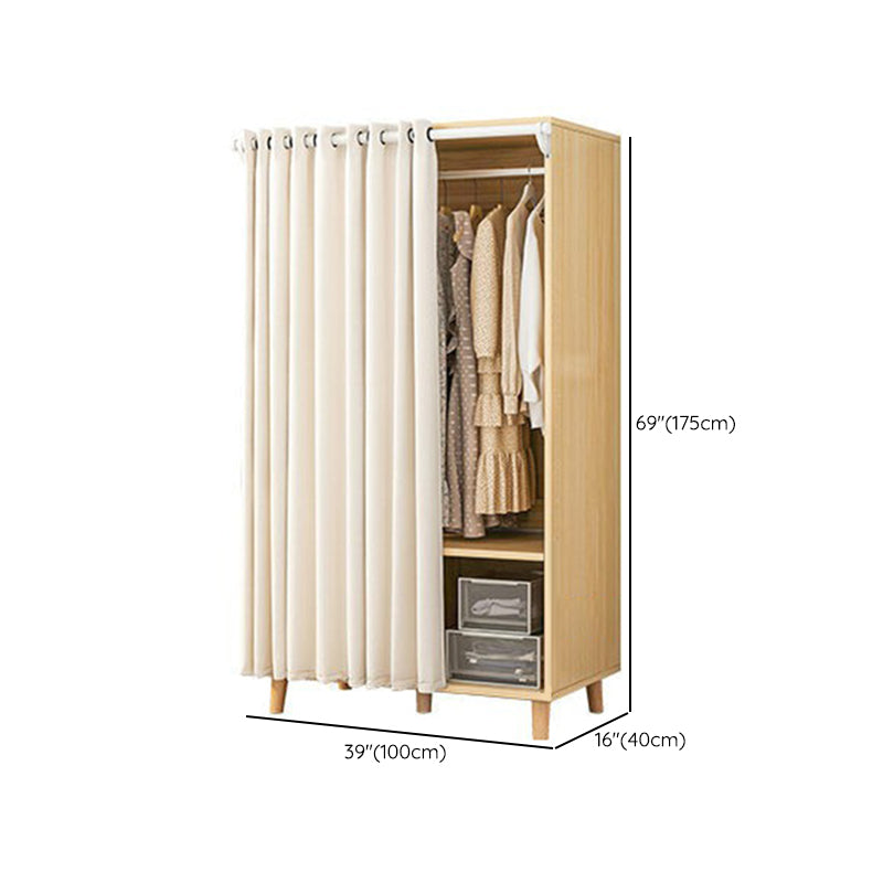 Bedroom Storage Cabinet with Clothes Rail Modern Cabinet with Wooden Legs