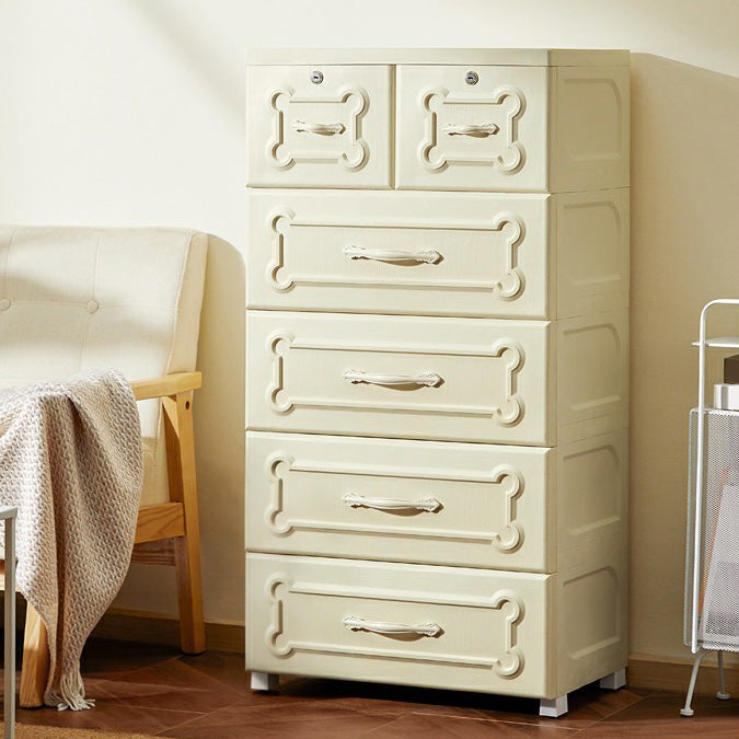 Contemporary Wardrobe Armoire with Drawer Plastic Non-Hanging Armoire