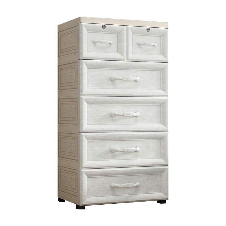 Contemporary Wardrobe Armoire with Drawer Plastic Non-Hanging Armoire