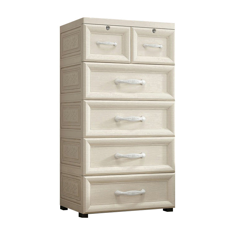 Contemporary Wardrobe Armoire with Drawer Plastic Non-Hanging Armoire