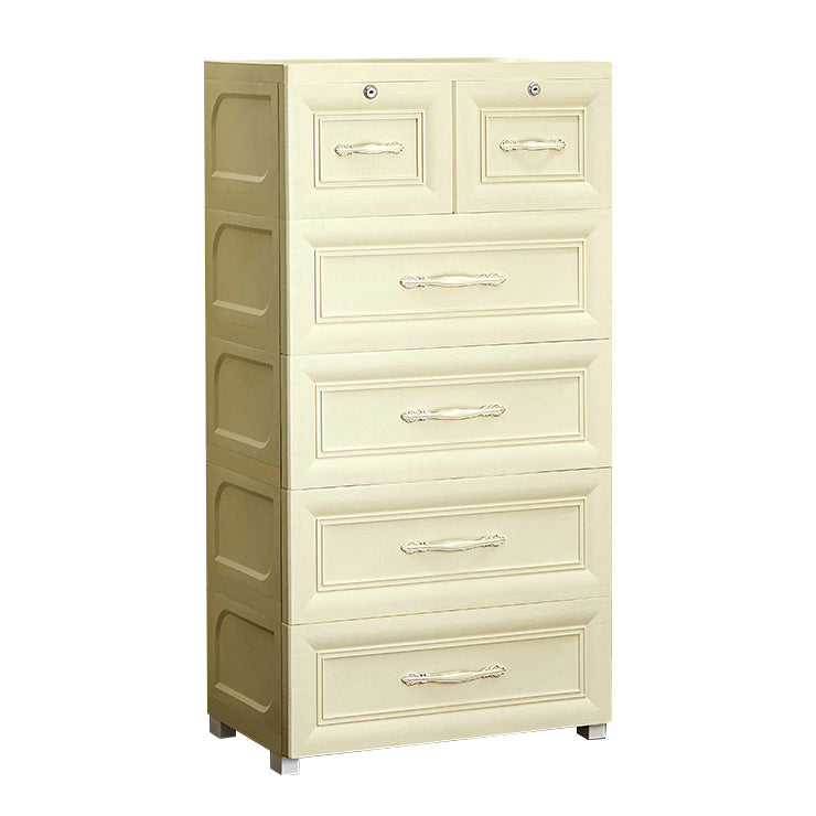 Contemporary Wardrobe Armoire with Drawer Plastic Non-Hanging Armoire