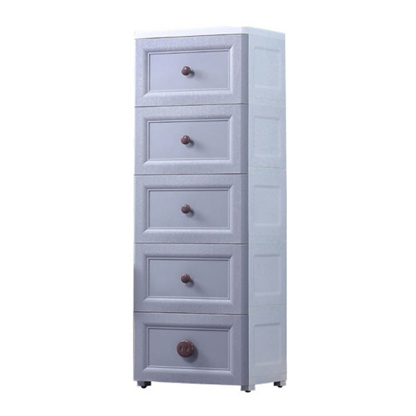 Plastic 5-drawer Storage Cabinet Modern Wardrobe Armoire with Legs