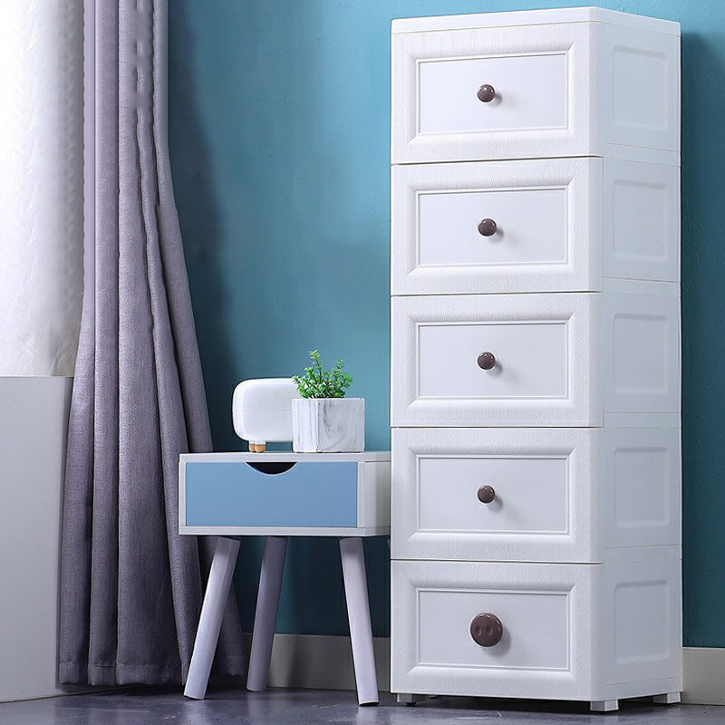 Plastic 5-drawer Storage Cabinet Modern Wardrobe Armoire with Legs