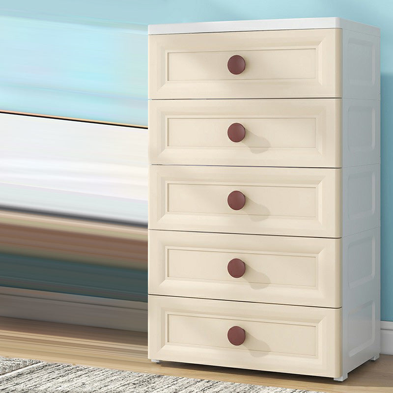 Plastic 5-drawer Storage Cabinet Modern Wardrobe Armoire with Legs