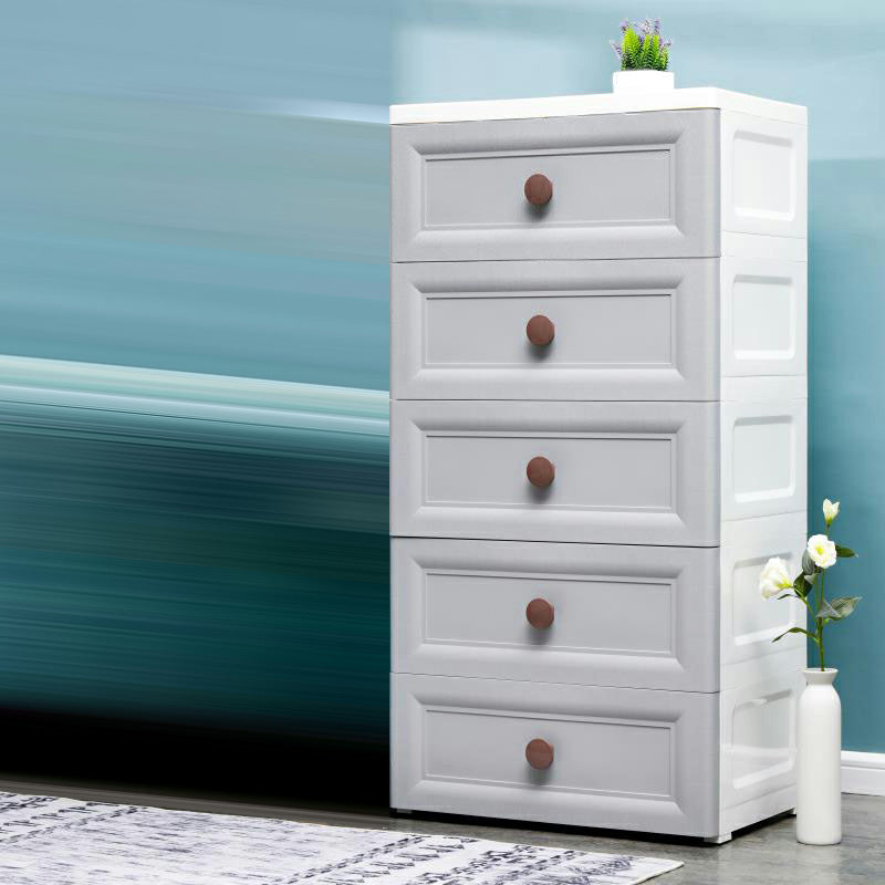 Plastic 5-drawer Storage Cabinet Modern Wardrobe Armoire with Legs
