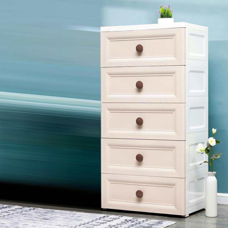 Plastic 5-drawer Storage Cabinet Modern Wardrobe Armoire with Legs