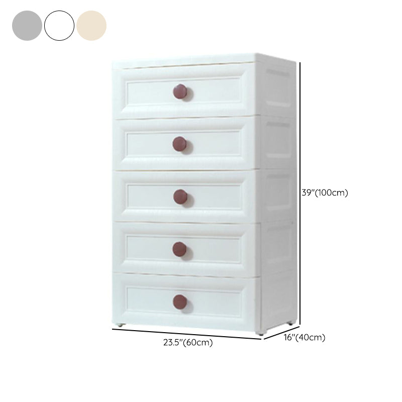 Plastic 5-drawer Storage Cabinet Modern Wardrobe Armoire with Legs