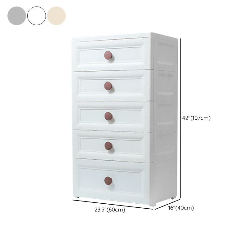 Plastic 5-drawer Storage Cabinet Modern Wardrobe Armoire with Legs