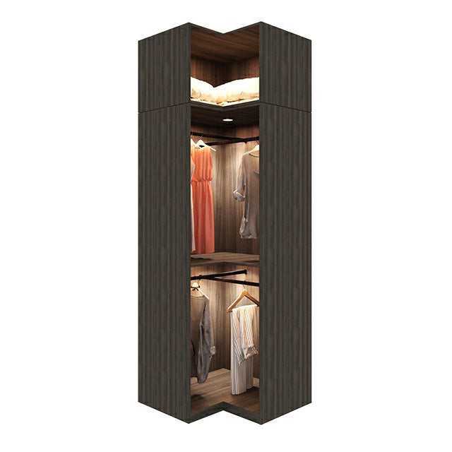 Modern Black Wardrobe for Home Mirrored Finish Cabinet with Glass Doors