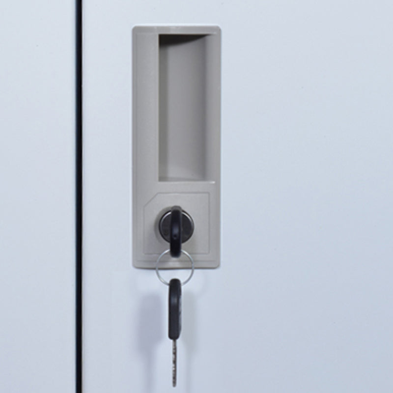 Contemporary Non-Hanging Armoire with Hinged Doors White and Brown Metal Storage Cabinet