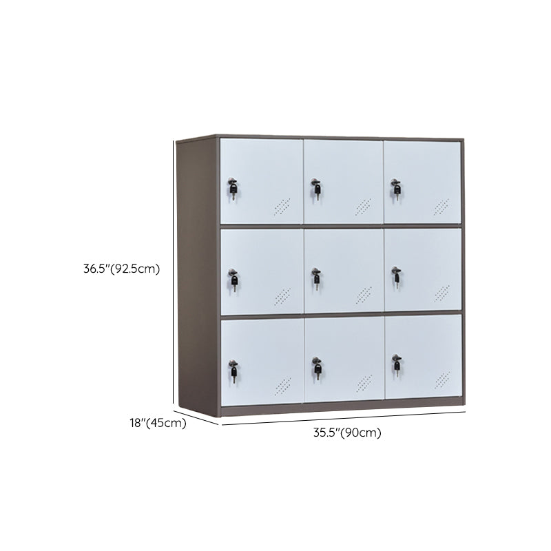 Contemporary Non-Hanging Armoire with Hinged Doors White and Brown Metal Storage Cabinet