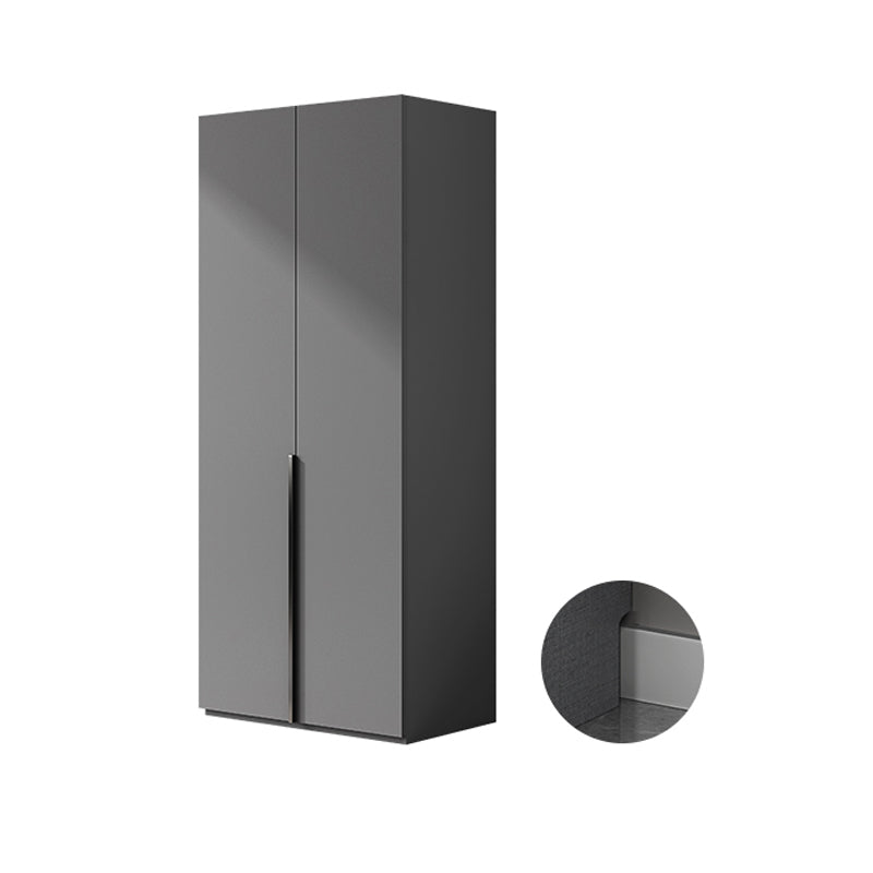 Contemporary Grey Storage Cabinet with Garment Rod Hinged Door Cabinet for Bedroom