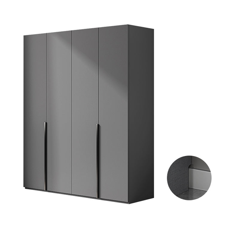 Contemporary Grey Storage Cabinet with Garment Rod Hinged Door Cabinet for Bedroom