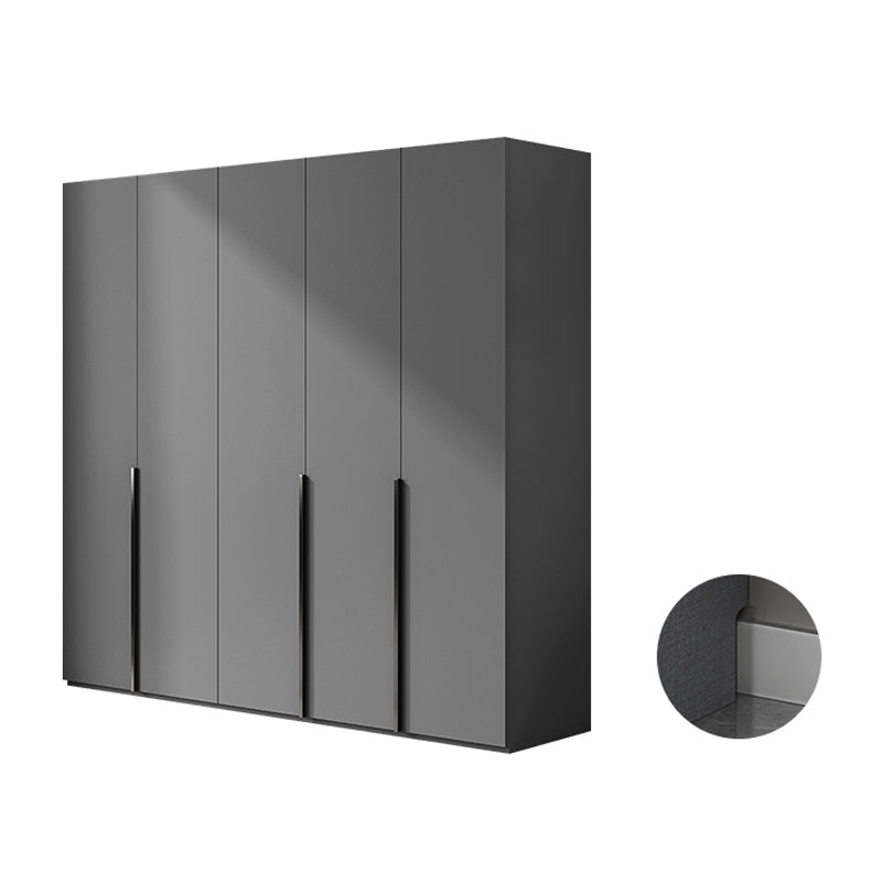Contemporary Grey Storage Cabinet with Garment Rod Hinged Door Cabinet for Bedroom