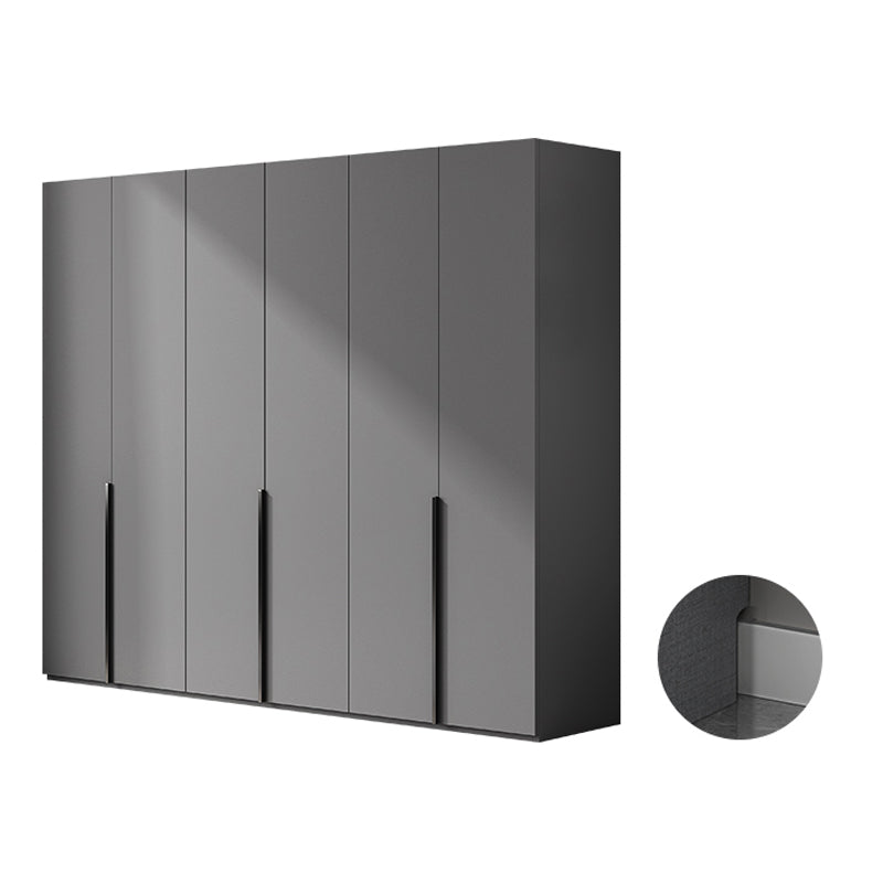 Contemporary Grey Storage Cabinet with Garment Rod Hinged Door Cabinet for Bedroom