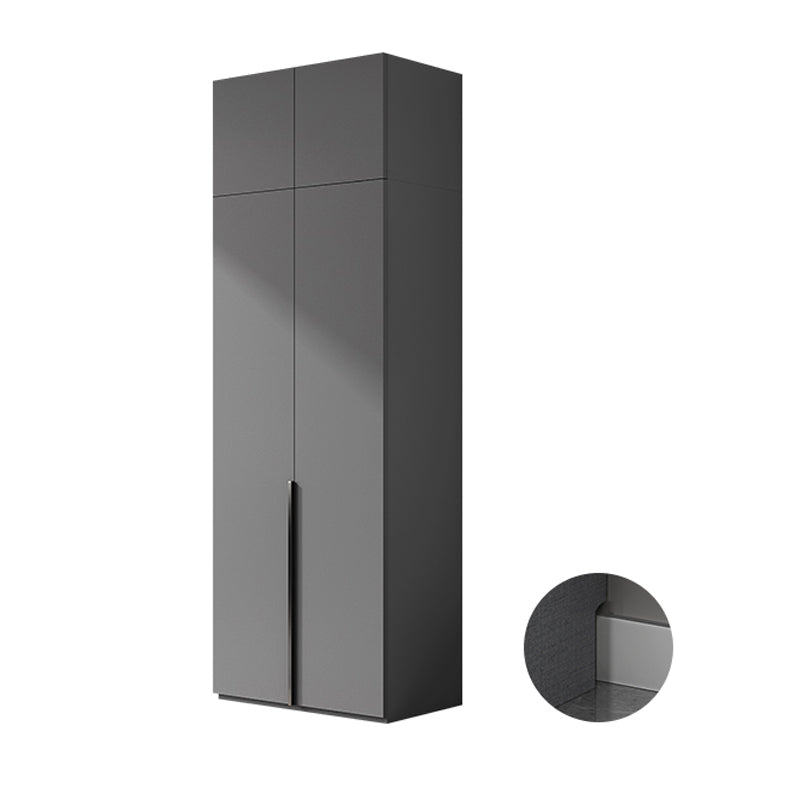 Contemporary Grey Storage Cabinet with Garment Rod Hinged Door Cabinet for Bedroom