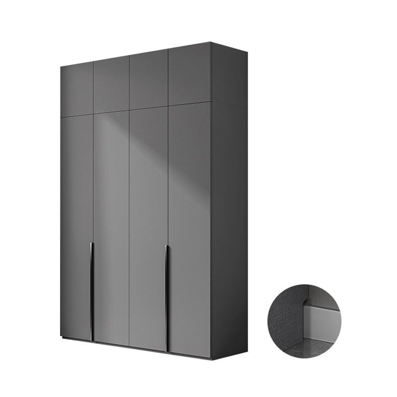 Contemporary Grey Storage Cabinet with Garment Rod Hinged Door Cabinet for Bedroom