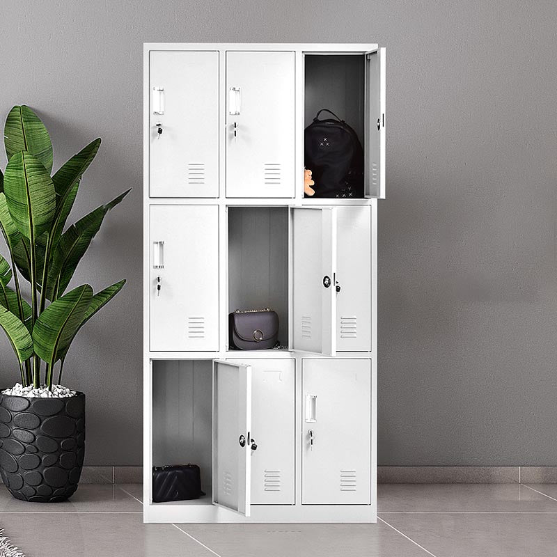 Modern Grey Cabinet with Hinged Doors Metal Storage Cabinet for Bathroom