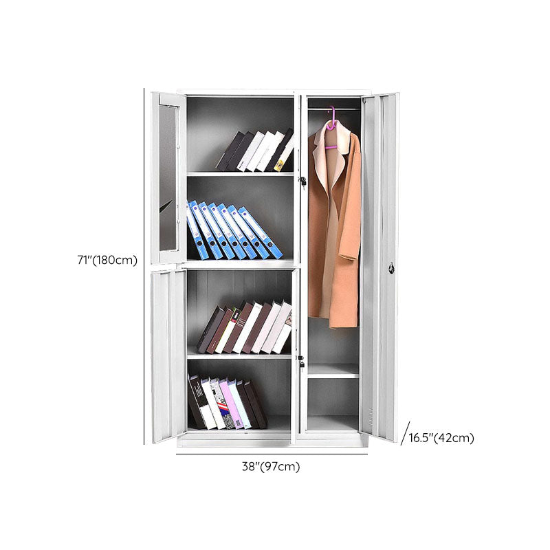 Modern Grey Cabinet with Hinged Doors Metal Storage Cabinet for Bathroom