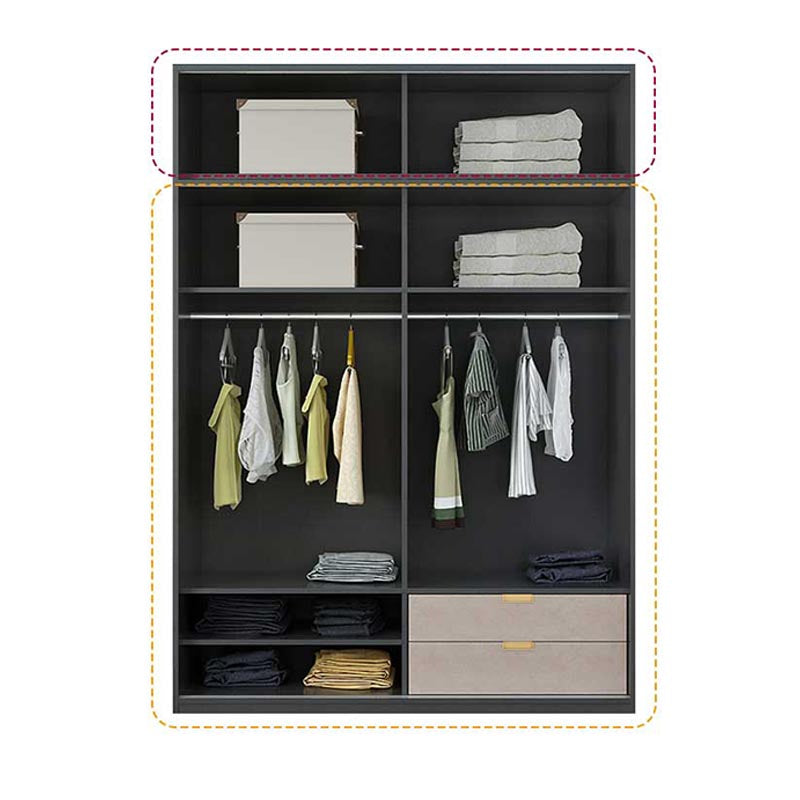 Black Wardrobe for Home Modern Style Cabinet with Glass Doors