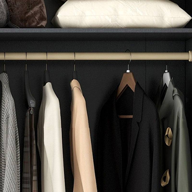 Black Wardrobe for Home Modern Style Cabinet with Glass Doors