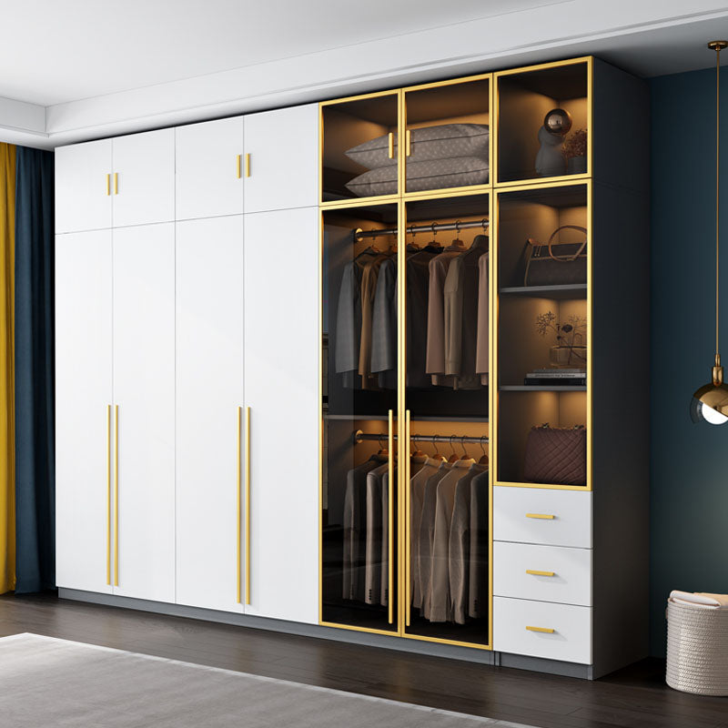 Bedroom Storage Cabinet with Brown Glass Doors Contemporary Hinged Door Cabinet