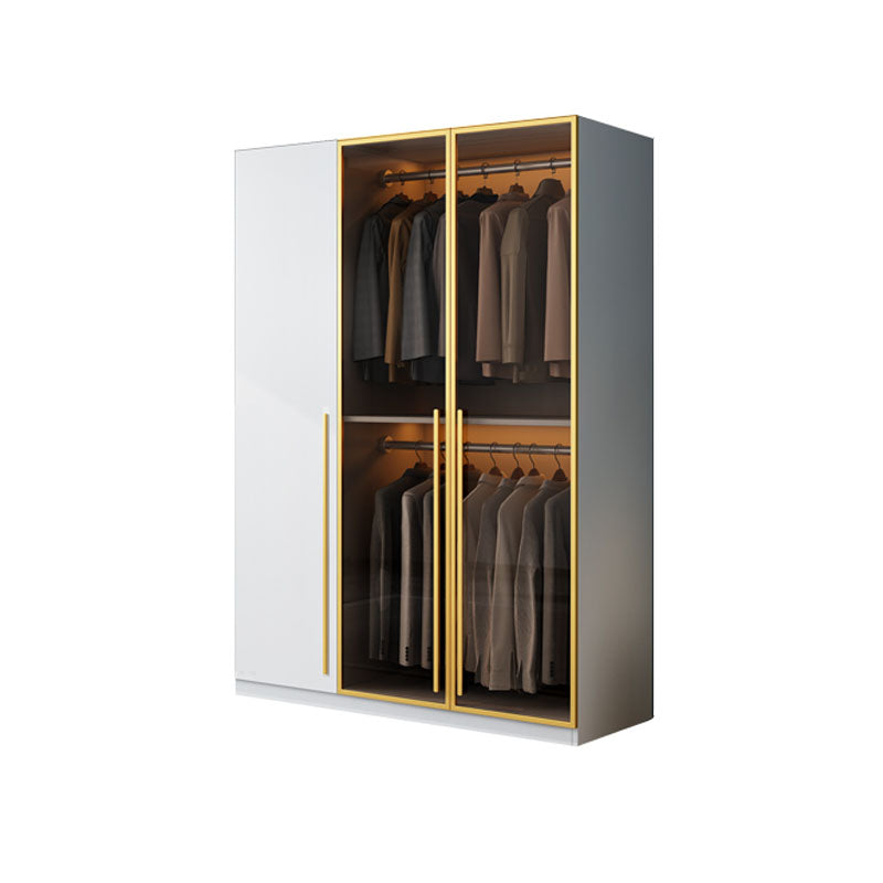 Bedroom Storage Cabinet with Brown Glass Doors Contemporary Hinged Door Cabinet