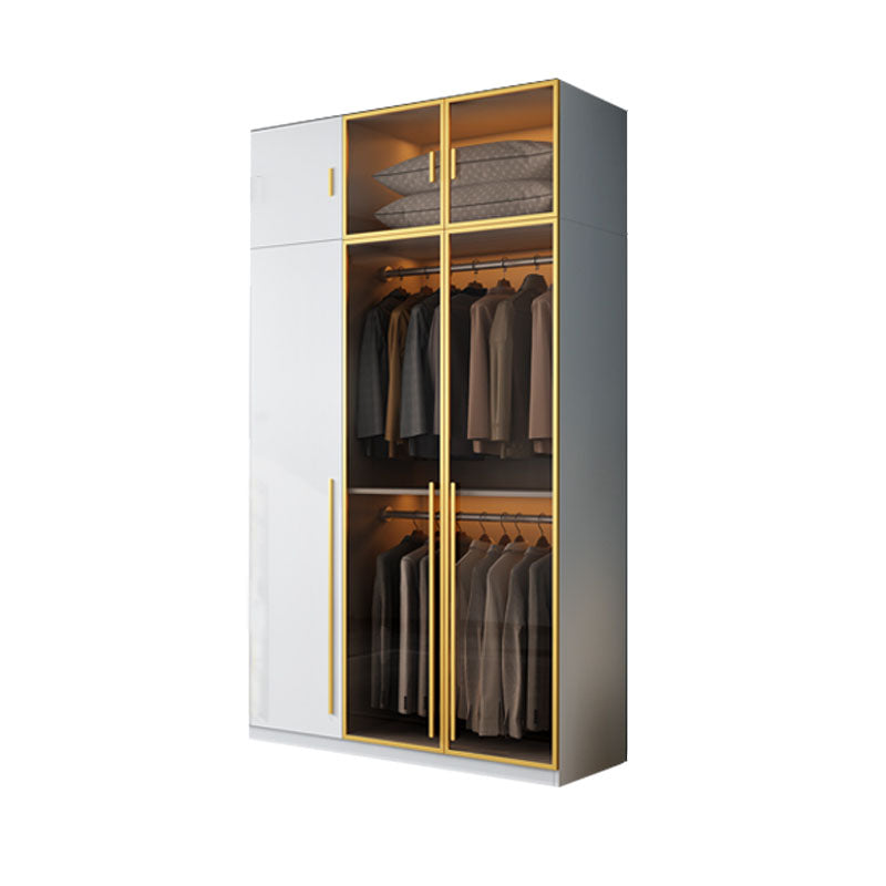 Bedroom Storage Cabinet with Brown Glass Doors Contemporary Hinged Door Cabinet