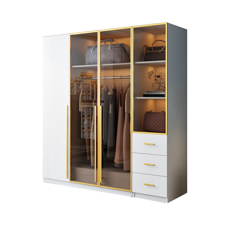 Bedroom Storage Cabinet with Brown Glass Doors Contemporary Hinged Door Cabinet