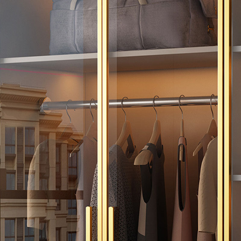 Bedroom Storage Cabinet with Brown Glass Doors Contemporary Hinged Door Cabinet