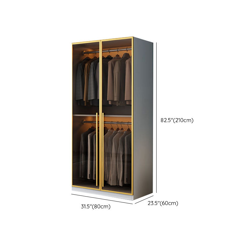 Bedroom Storage Cabinet with Brown Glass Doors Contemporary Hinged Door Cabinet