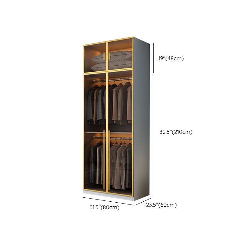 Bedroom Storage Cabinet with Brown Glass Doors Contemporary Hinged Door Cabinet