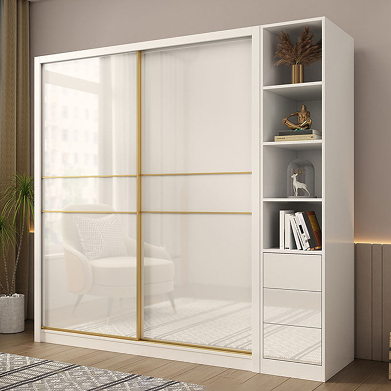 Contemporary Glossy White Storage Cabinet Manufactured Wood Cabinet for Home