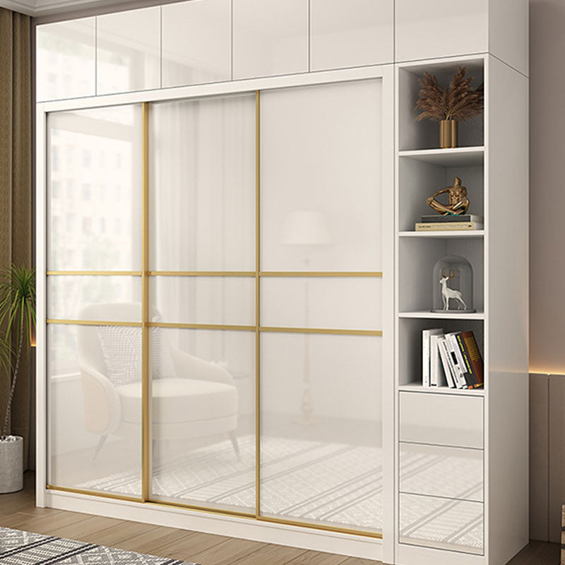 Contemporary Glossy White Storage Cabinet Manufactured Wood Cabinet for Home