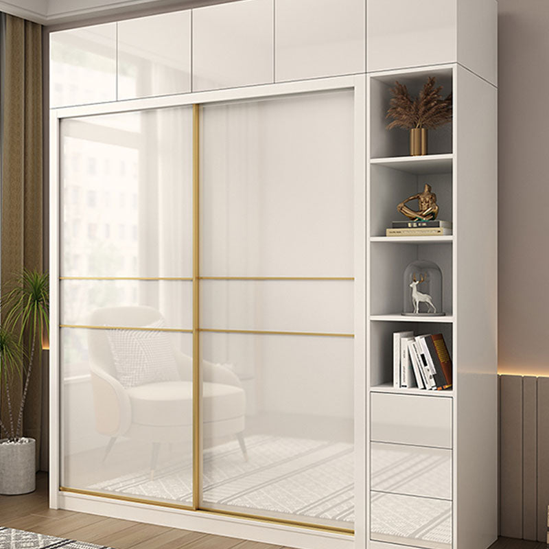 Contemporary Glossy White Storage Cabinet Manufactured Wood Cabinet for Home